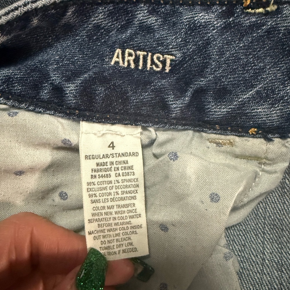 ✨ American Eagle Artist Bootcut Jeans Size 4 Raw Hem Distressed ✨ - Picture 3 of 15